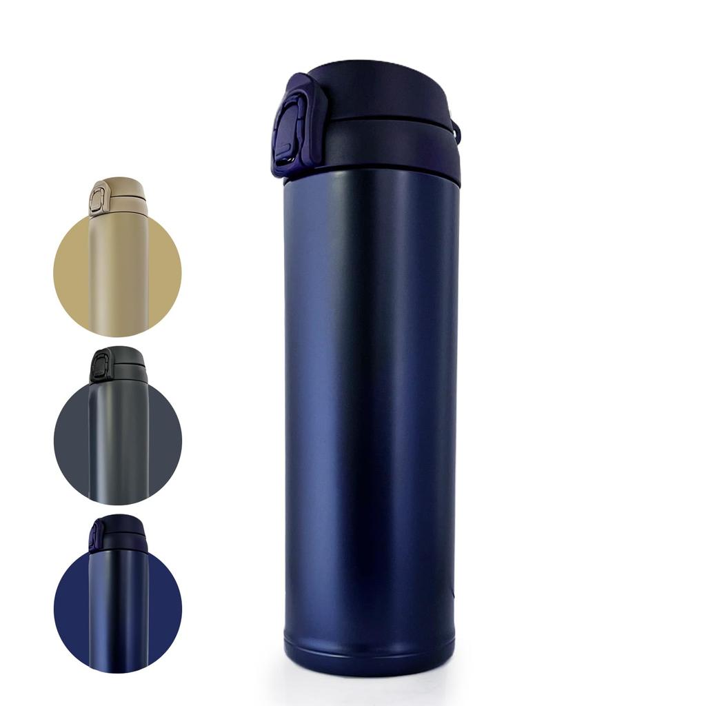 CLEAN HOUSE Stainless Steel Bottle, One-Touch Insulated, Hot & Cold Mug (Midnight Navy, 480ml)