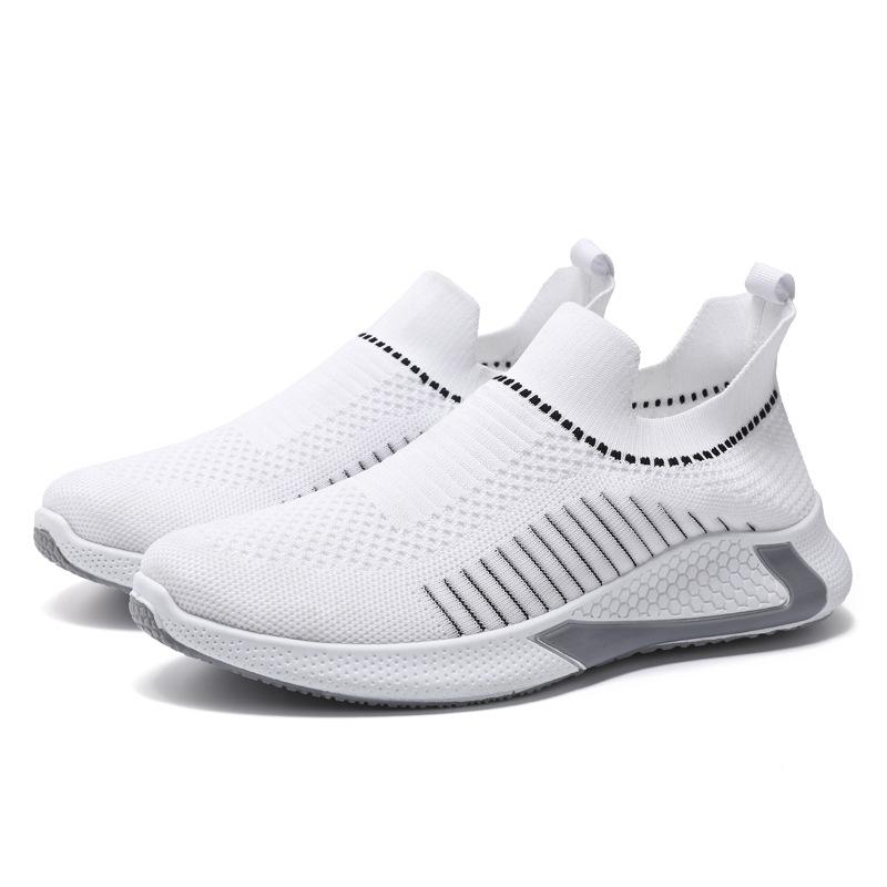 Large Size Spring New Men's Shoes Breathable Flying Weaving Running Shoes Sock Mouth Casual Fashion Sports Shoes Men