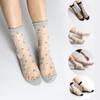 Summer Women Thin Boat Socks Glass Silk Bow Crystal Sock Ankle Socks Short Sock Socks