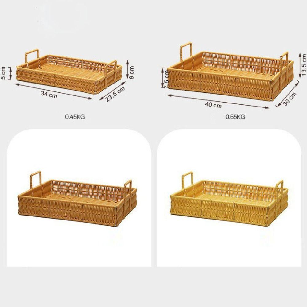 Portable Handwoven Bread Storage Basket Breathable 7 Styles Outdoor Picnic Basket Double Handle Fruit Tray Sundries Organizer