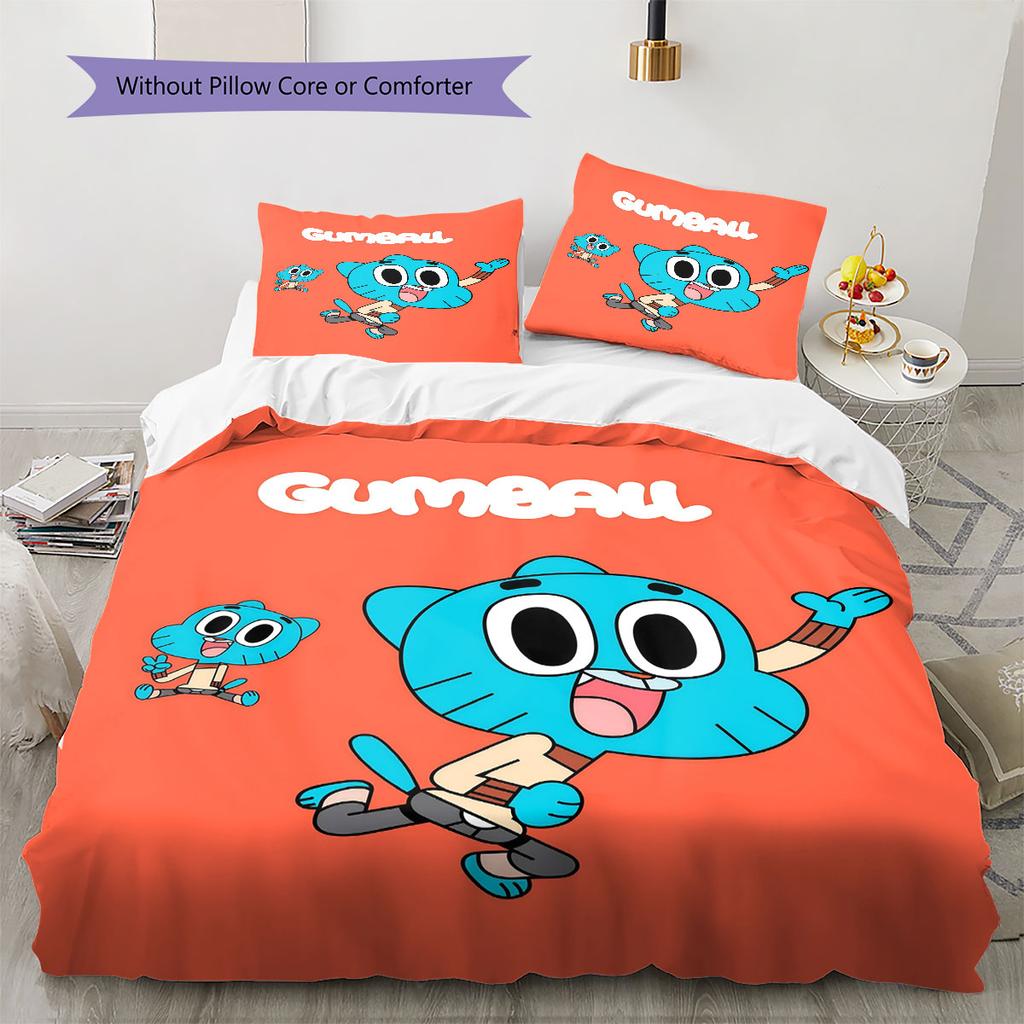 Biancheria da letto con motivo Gumball Decorazione per la casa Regalo di compleanno ( 1 copripiumino + 2 federe, senza imbottitura),merchandising per fan.