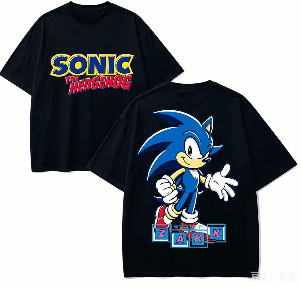sonic the hedgehog Anime Lover T-shirt Harajuku Cotton New Model High Street Oversized Unisex