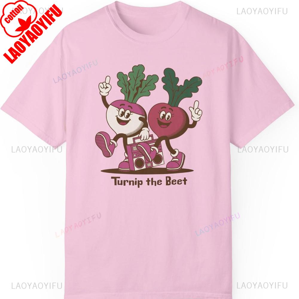Turnip The Beet Vegetable Pun TShirt Turn Up The Beat Retro Vibes Food Humor Gift For Chef Vegetarian Top Vegan Cotton Shirt S