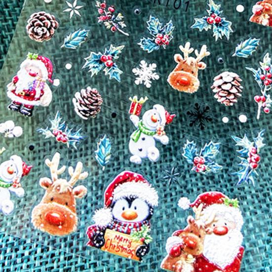 1 Sheet Snowflakes Pattern Nail Sticker Embossed Paper Smooth Surface Nail Polish Stickers