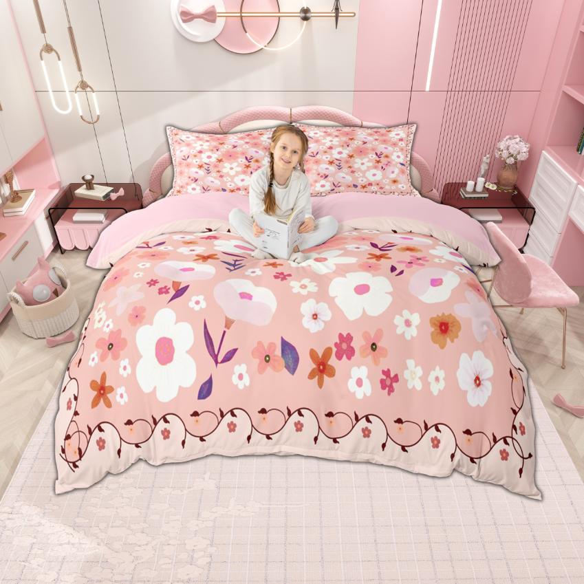 

Comforter Homewish Girls Cute Floral 2Pcs/3Pcs Garden Flower Bedding Colorful Blossoms Set Comforter (quilt)-EU Single(135*200cm)3pcs