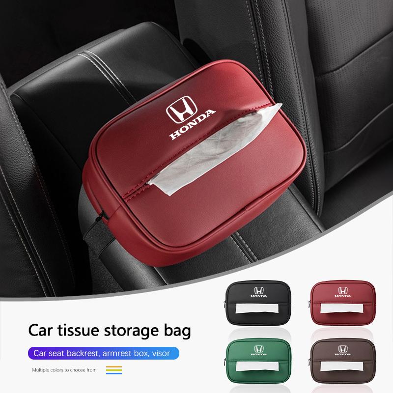 WDM2 Car Tissue Box Auto Multi Functional Leather Kleenex Storage Bag For Honda Civic Accord Crosstour Spirior Odyssey Avancier UR-V