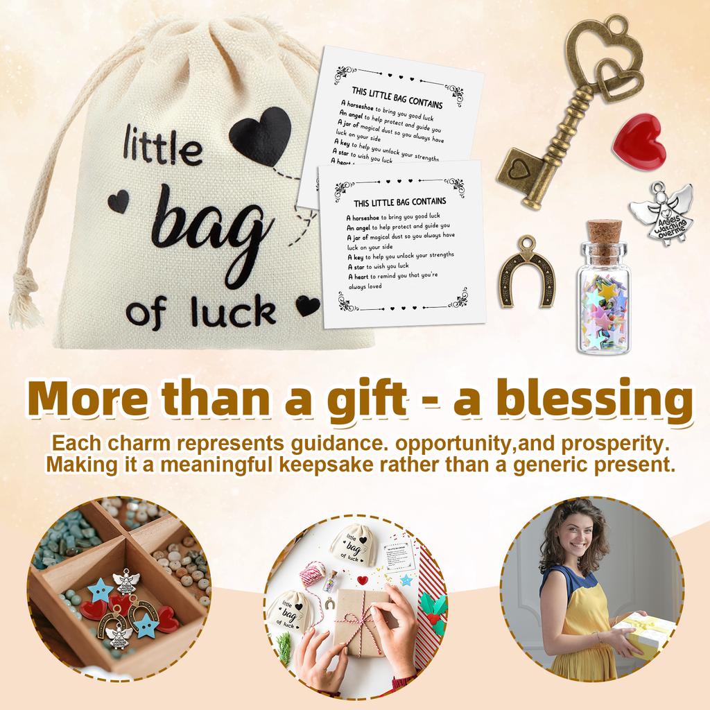 6 Sets Good Luck Gifts Little Bag Of Luck With Encouragement Card Luck Bag | Good Luck Meaning Small Bag Accessory 6 Little Figu