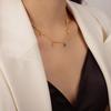 Emerald Zircon Inlaid Gold-Plated Titanium Steel Pendant Necklace for Women