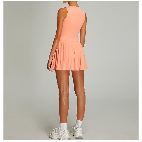 New Naked Breathable Sleeveless Tennis Dress Jumpsuit For Women, Quick Drying Anti Glare Yoga Fitness Dress