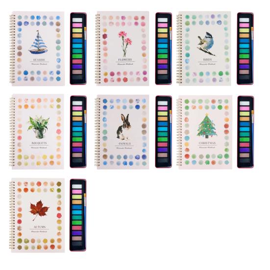 Coloring Picture Book with 12 Paint Colors Thickened Pages Animal Flower