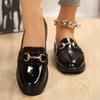 Fashion Plus Size 46 Women's Flat Shoes 2025 High-quality New Retro Round Toe Small Leather Shoes Comfortable Women's Square Root Shoes