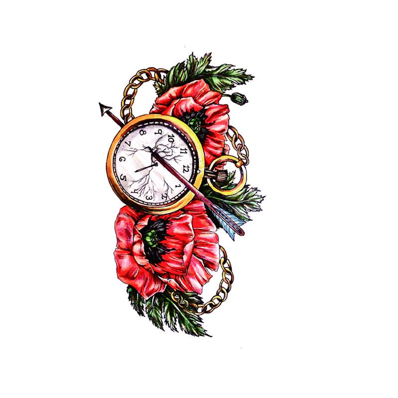 Elch Tattoo Aufkleber Schöne Frau Aquarell Wind Amazon Set Wasser Transfer Sexy Blume Arm Wasserdichter Tattoo Aufkleber