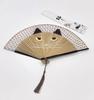 Folding Fan with Large Cat Face Includes Spotted Cat Fan Bag [deaizaka.biz] Women's Design, Brown,