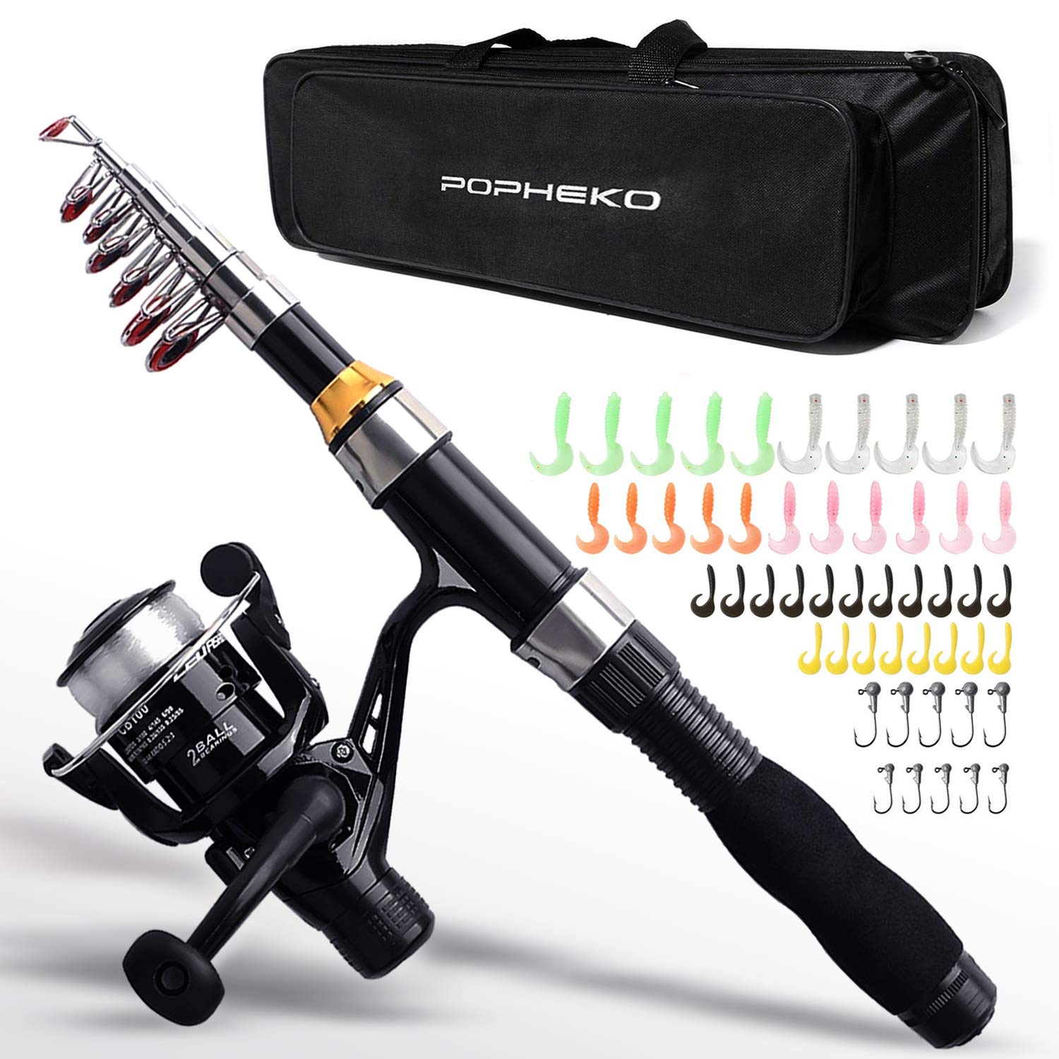 

Fishing Lure Fishing Rod Spinning Sea Casting Compact Fishing Tackle and Bag Included for Beginners and Kids Set, Set, Set, Reel, Fishing, Fishing, чорний