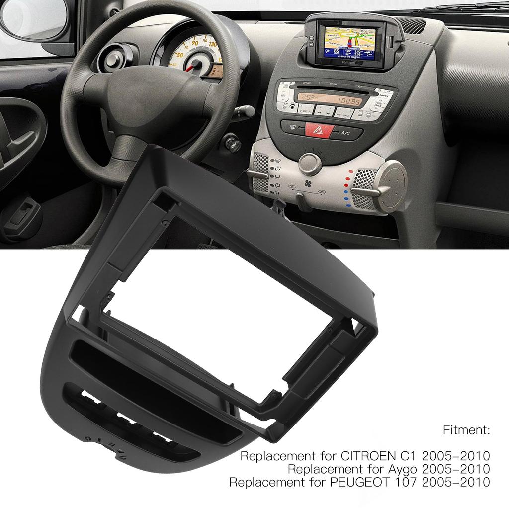 10.1 Inch Car Stereo Radio Fascia 2DIN ABS Audio Panel Bezel Replacement for CITROEN C1 2005‑2010