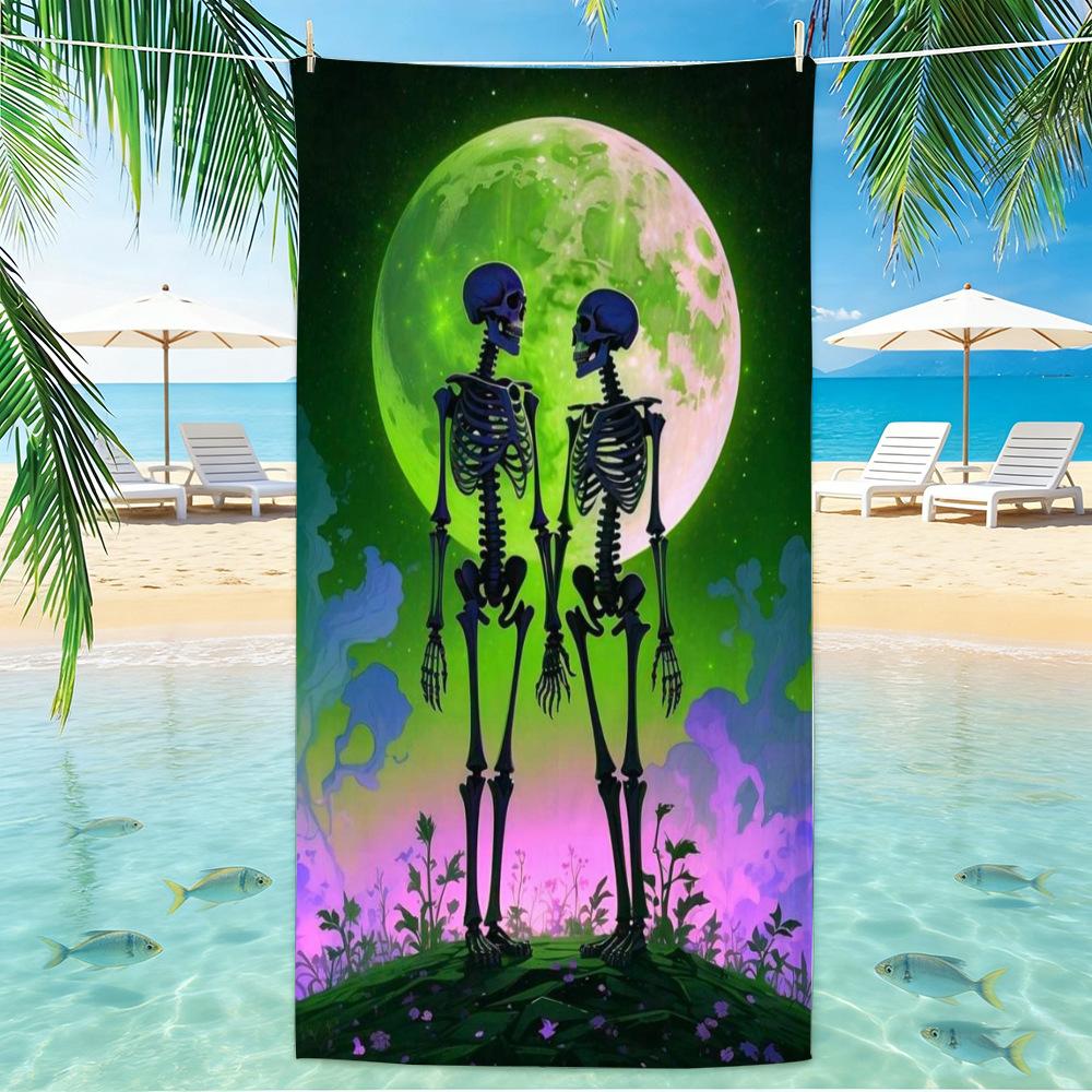 Skull Beach Towel Microfiber for Gym Travel Fitness Spa Women Girl Quick Dry Sandless Large Towels Bathroom Beach Towel