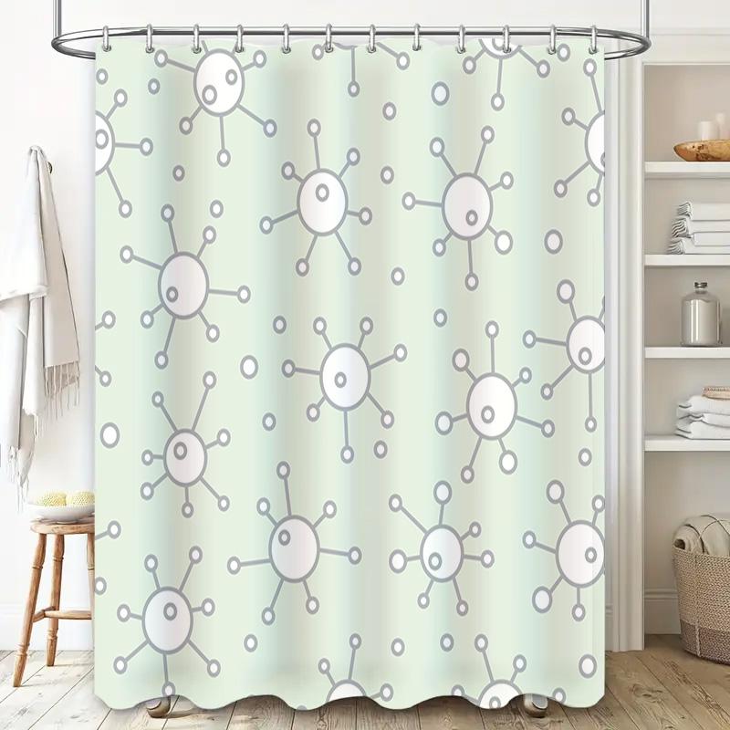 Abstract Molecular Structure Bath Shower Curtain Waterproof Decorative Home Accessories Mint Green White Colorful Design