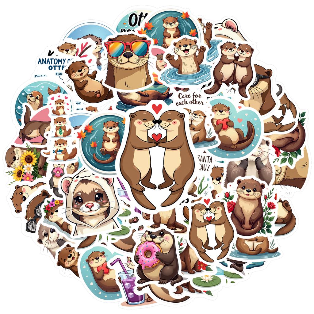 35pcs Otter Graffiti Stickers Cartoon Cute Otters Sticker Funny Waterproof Graffiti Decals Diy Laptop Phone Luggage Diary