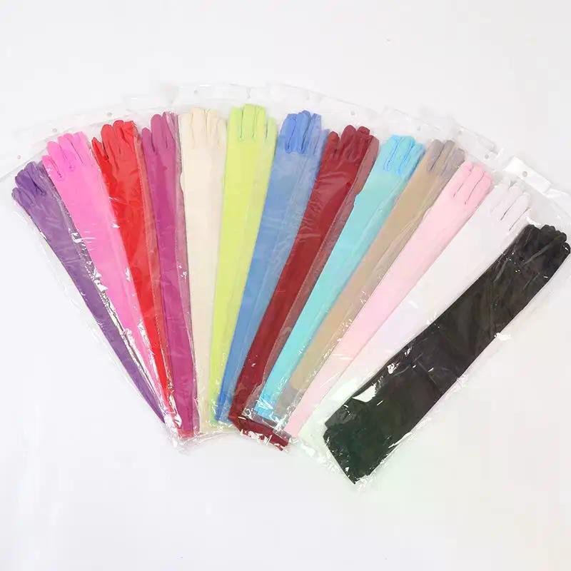 55CM Sexy Lace Thin Hollow Transparent Long Gloves Breathable Net Yarn Women Man Stage Performance Party Cosplay Elasticity