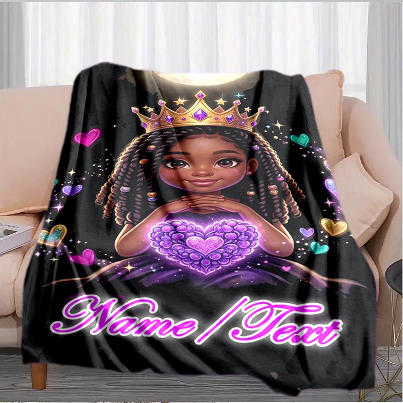 1PC Custom Name "Magical Princess Crown Night" outdooor Flannel blankets Throw Blanket All-Season Throw Gift Bedspread for Couch, Bed, Camping Holiday