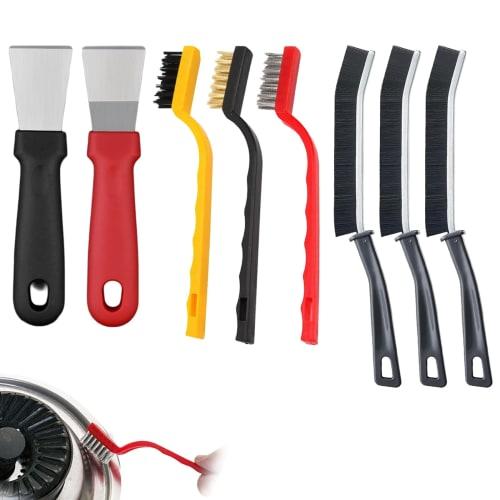 TokTech Kitchen Brushes, 8-Piece Set, Crevice Brush, Cleaning Brush for Kitchen Sinks, Grooves, Windows, and Tile, Convenient, Durable, and Storage