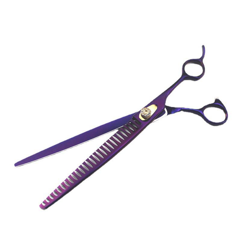 9.0" Gem-Colored Pet Grooming Fishbone Teeth Scissors with Bag