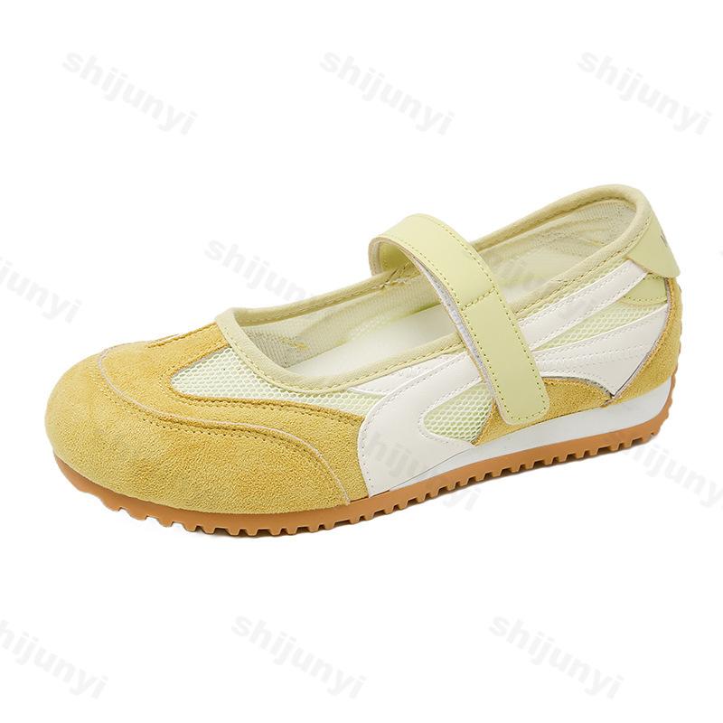 Fashion 2025 Spring Women's Fashion Color Blocked Shallow Mouth Casual Single Shoes Mesh Breathable Comfortable Versatile Flat Sneakers