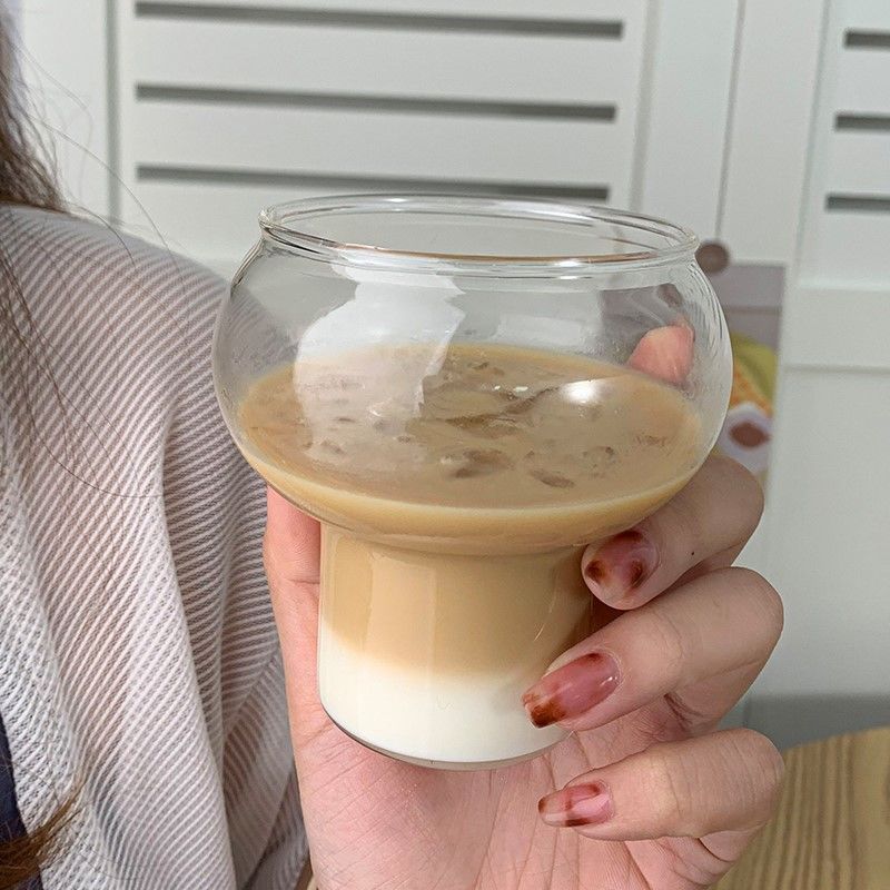 Transparent Coffee Glass Cold Beverage Cup Breakfast Milk Glass Milk Tea Beer Cup Cocktail Whiskey Mug Drinking Glasses as shown