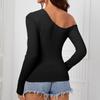 European & American Women's One-Shoulder Irregular Knit Slim Top