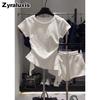 Korean Style Crisscross Crop Top Women's Summer Slim Fit Elegant Irregular Ruffle T-Shirt