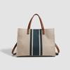 Women'S Portable Tote Bag Fashion Commuter Stripe Simple Shoulder Large Bag Large Capacity Canvas Bag