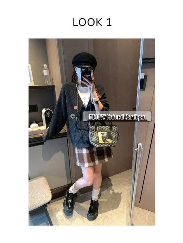 Mochie Early Spring Korean Retro Plaid High-Waist A-line Skirt MQ1094