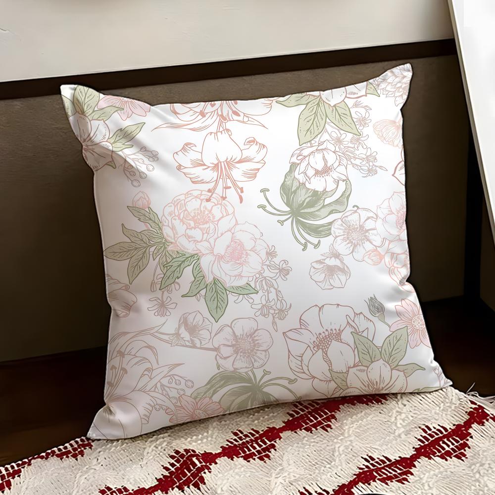 Fine Art Petal Illustration Cushion Cover Reversible Soft Durable Pillow Cover Home Car MultiScene Use for Daily Comfort