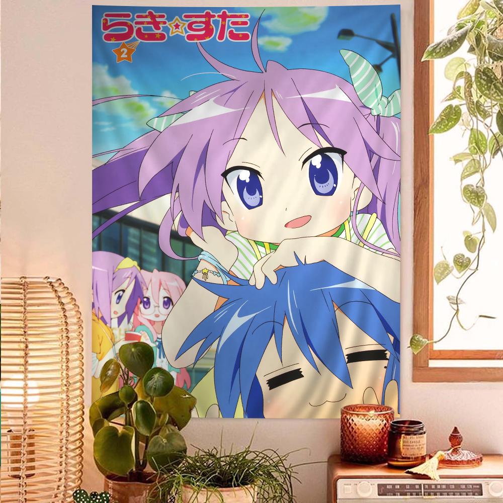 

Lucky Star Anime Large Printed Wall Tapestry Hippie Vibe with Tarot Details BudgetFriendly Wall RugsHanging for Dorms Spaces 74x94cm(29x37in)