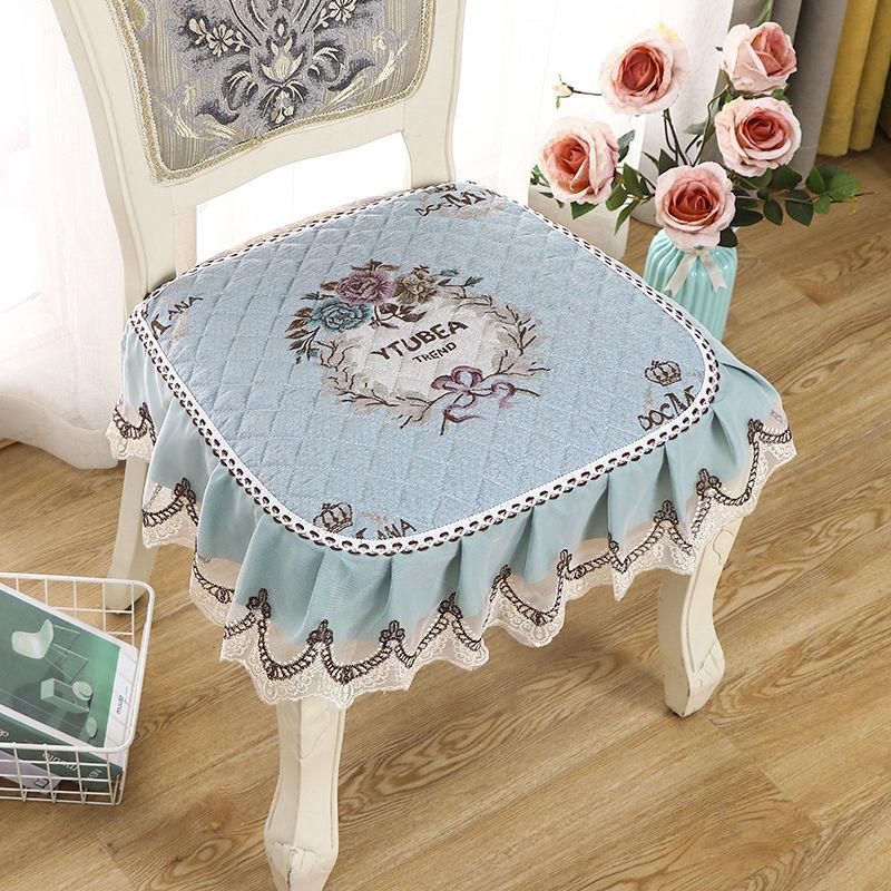 Dining Chair Cushion European Printed Seat Cushions with Lace Quality Four Seasons Stool Seat Mat Non-slip Buttocks Pad