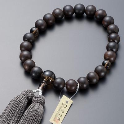 Altar Shop Takita Kyoto Gebetskette für gestreifte Ebenholz-Braun-Kristalle, 22 Quasten aus reiner Seide, mit Perlenbeutel, kann von allen verwendet werden, Zertifikat inklusive