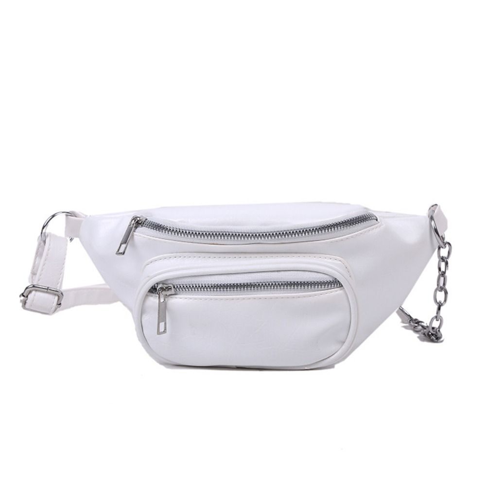 Solid Color PU Chest Bag PU Leather Crossbody Waist Pack Women Chest Crossbody Bag Student