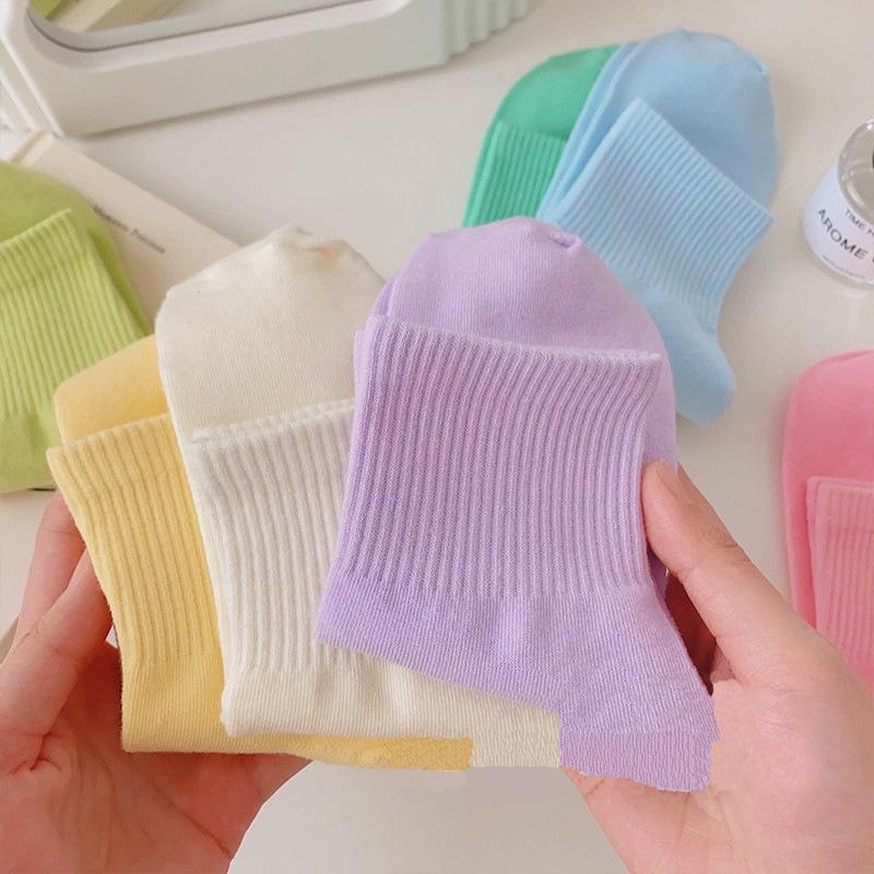 Women's Japanese Macaron Color Seamless Cotton Sports Socks - Anti-Pilling, Casual Versatile Hosiery.