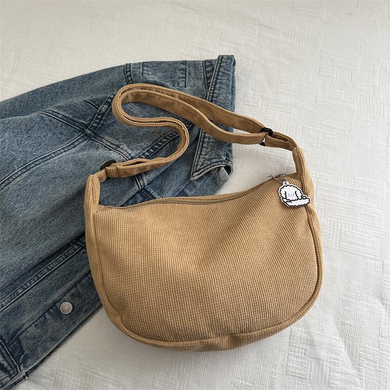 New Candy Color Waffle Art Student Versatile Simple Daily Women's Shoulder Crossbody Bag