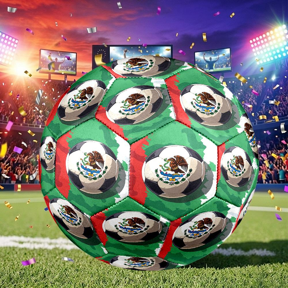 1 ud. Balón de Fútbol Talla 5 con Escudo de Fútbol de México para Oficina, Adecuado para Partidos de Práctica/Entrenamiento de Torneo, Ligero y Duradero mxg7032