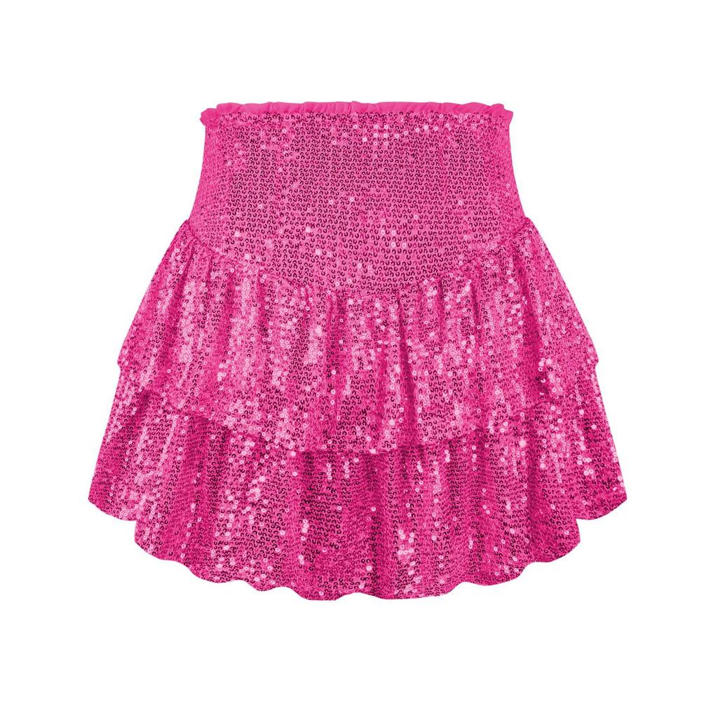 European & American Autumn Sequin Pleated Mini Skirt - Sexy & Solid Color