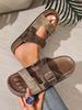 Large Size Rivet Haken Slippers for Women, Belt Buckle for Outdoor Wear, Exposed Toe Sandals