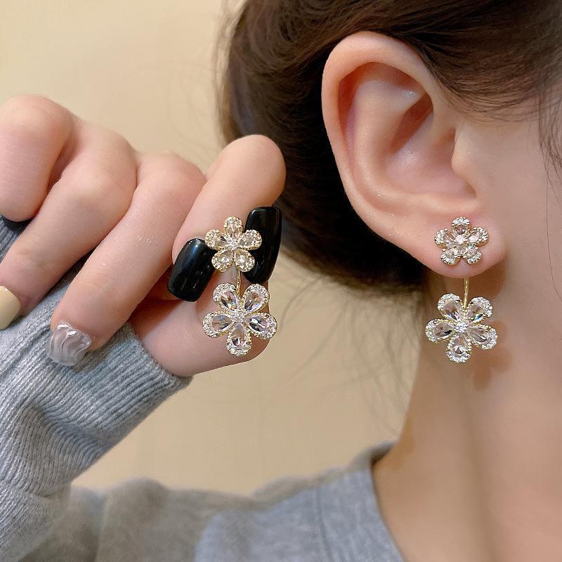 Exquisite Zirkon-Blumenohrringe in S925 Silber - Elegant, hochwertiges Zwei-Wege-Design für Frauen