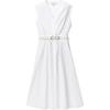 Solid Color V-Neck Waist-Defined Sleeveless Dress Women Dresses White MS5830KF4C-100