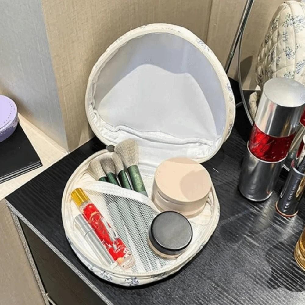 Cute Love Storage Bag Stylish Quilting Cotton Floral Pattern Makeup Bag with Handle Shredded Flower Cosmetic Organizer