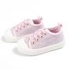 Unisex Baby Off-White Low-Top Canvas Shoes with No-Tie Laces, Breathable Kindergarten Shoes