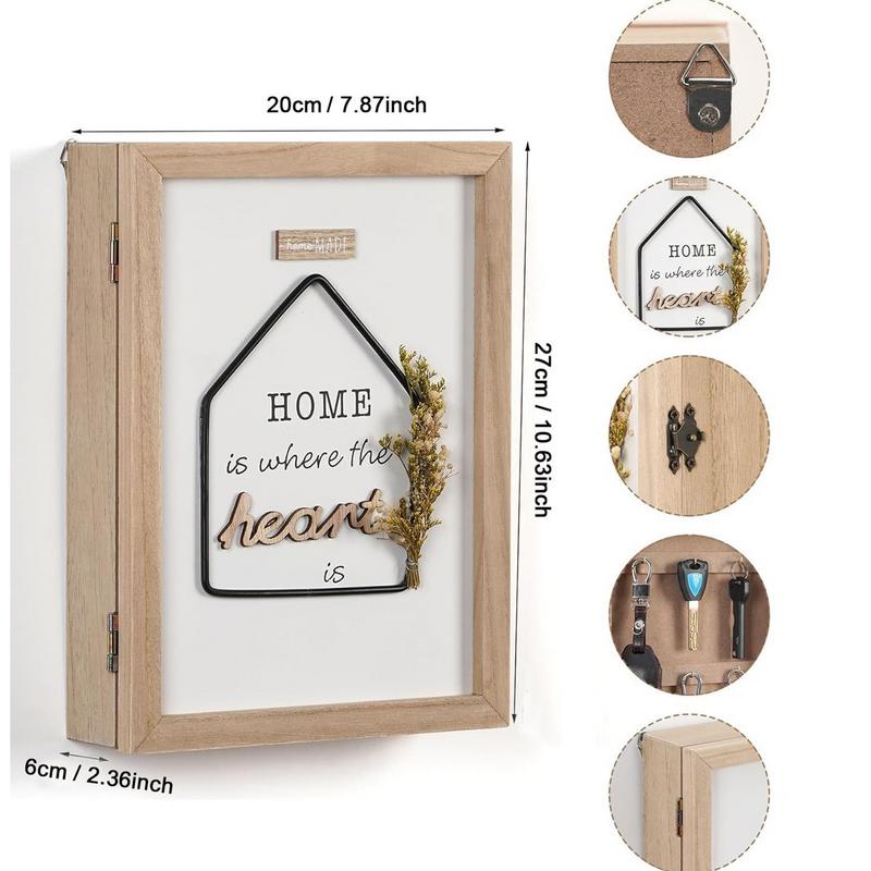 Schlüsselhalter Wandmontage Schlüsselkasten Organizer Wandmontage Mit 6 Schlüsselhaken Dekoratives Schlüsselregal Mit Trockenblumen Schlüsselaufbewahrung Für