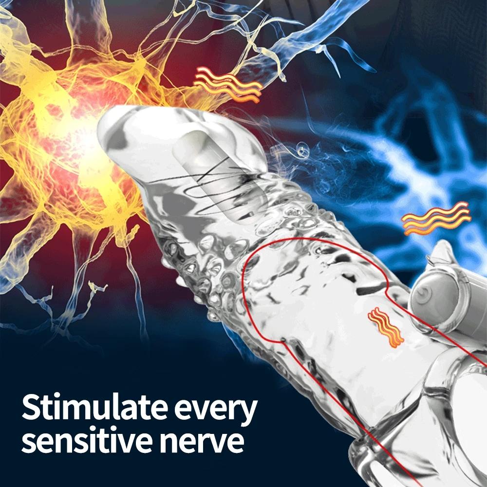 MELEON Reusable Condom Penis Extension Sleeve Delay Ejaculation Cock Cover Penis Extender Vibrator Sex Toys For Men Adults Products