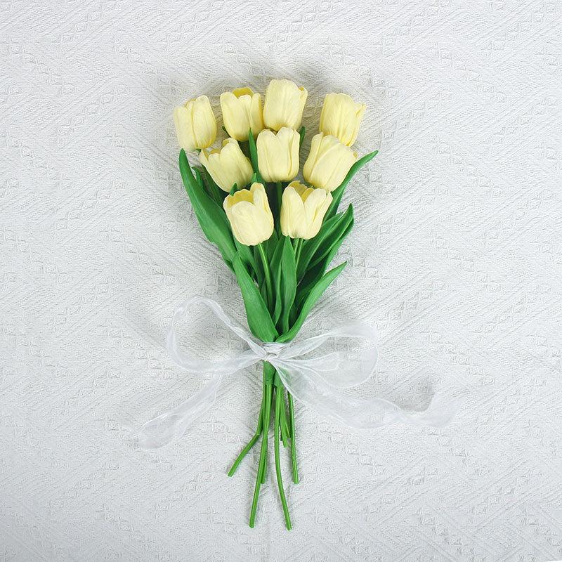 10 Pcs Tulips Simulated Flower Wedding Fake Flower Bouquet Shooting Props Home Living Room Decoration PU Simulated Flower