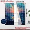 2pcs   2D FLAT PRINTING Curtains (Without Rod) Sunset Waves Pattern Popular Curtains Versatile Fabric Curtains Room Decor